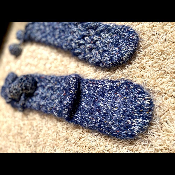 Lands’end knitted slipper socks navy L-XL - Picture 3 of 4